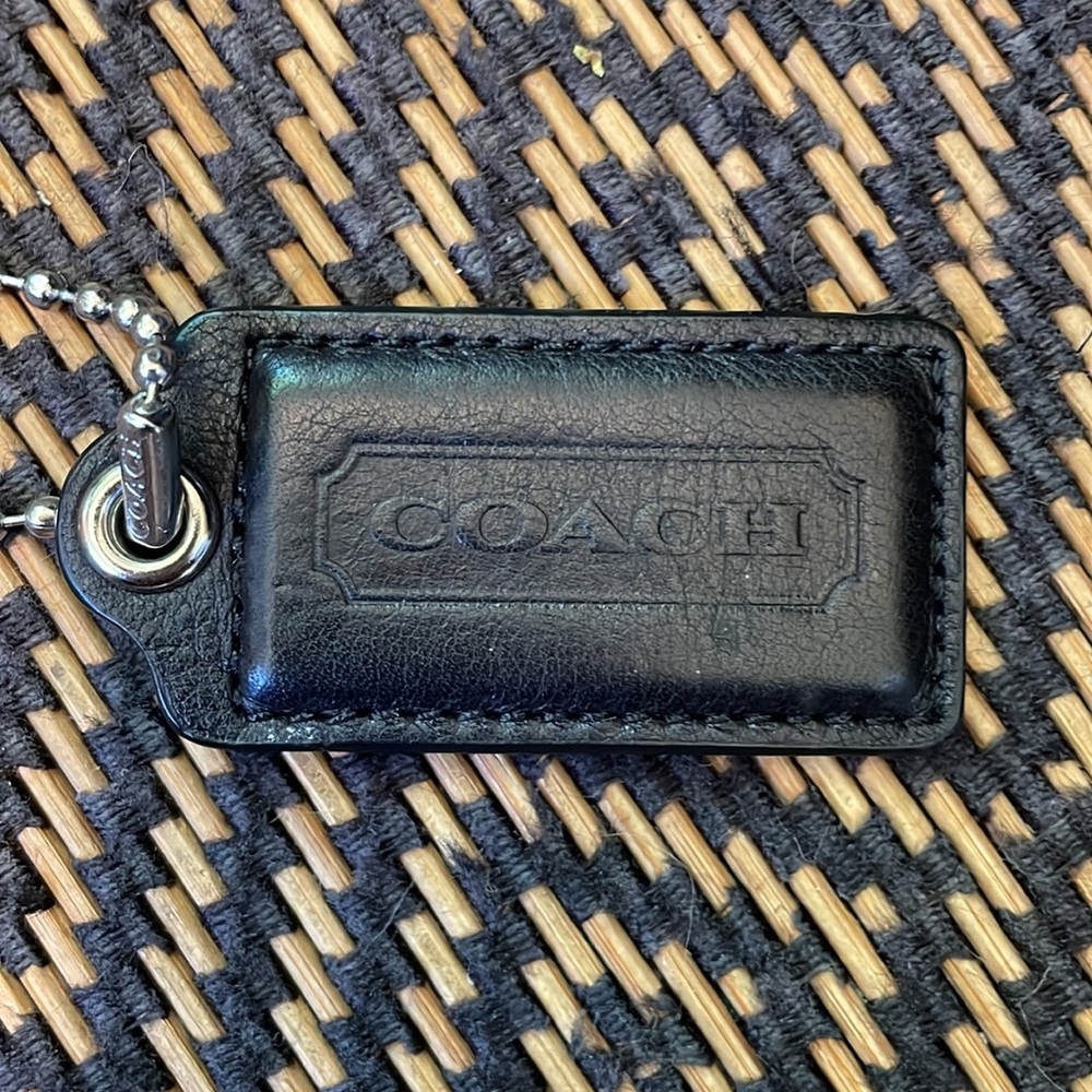 Vintage Y2K Coach LARGE hangtag black leather with nickel ballchain